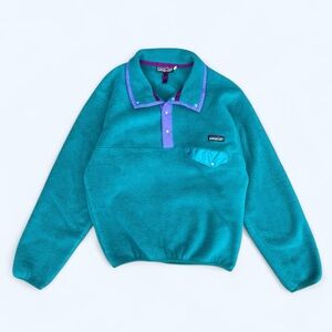 90s Rare Vintage Synchilla Patagonia Fleece Pullover Made in Canada TealGreen 🇨🇦